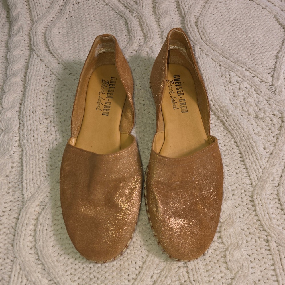 Chelsea Crew Espadrille Flats Gold Bronze Shimmer D'Orsay Women 6 Excellent